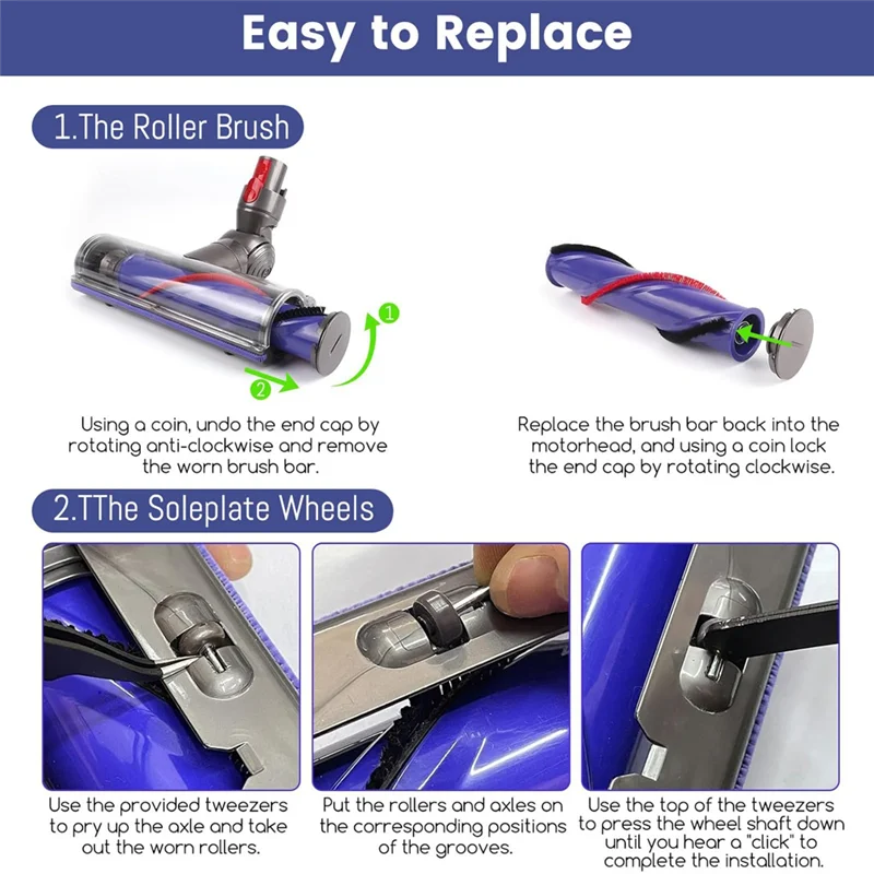 

A50Q-комплект роликовых щеток для Dyson V7 V6 DC59 SV11 SV03 SV04 SV05 SV09, аксессуары для пылесоса, с колесами