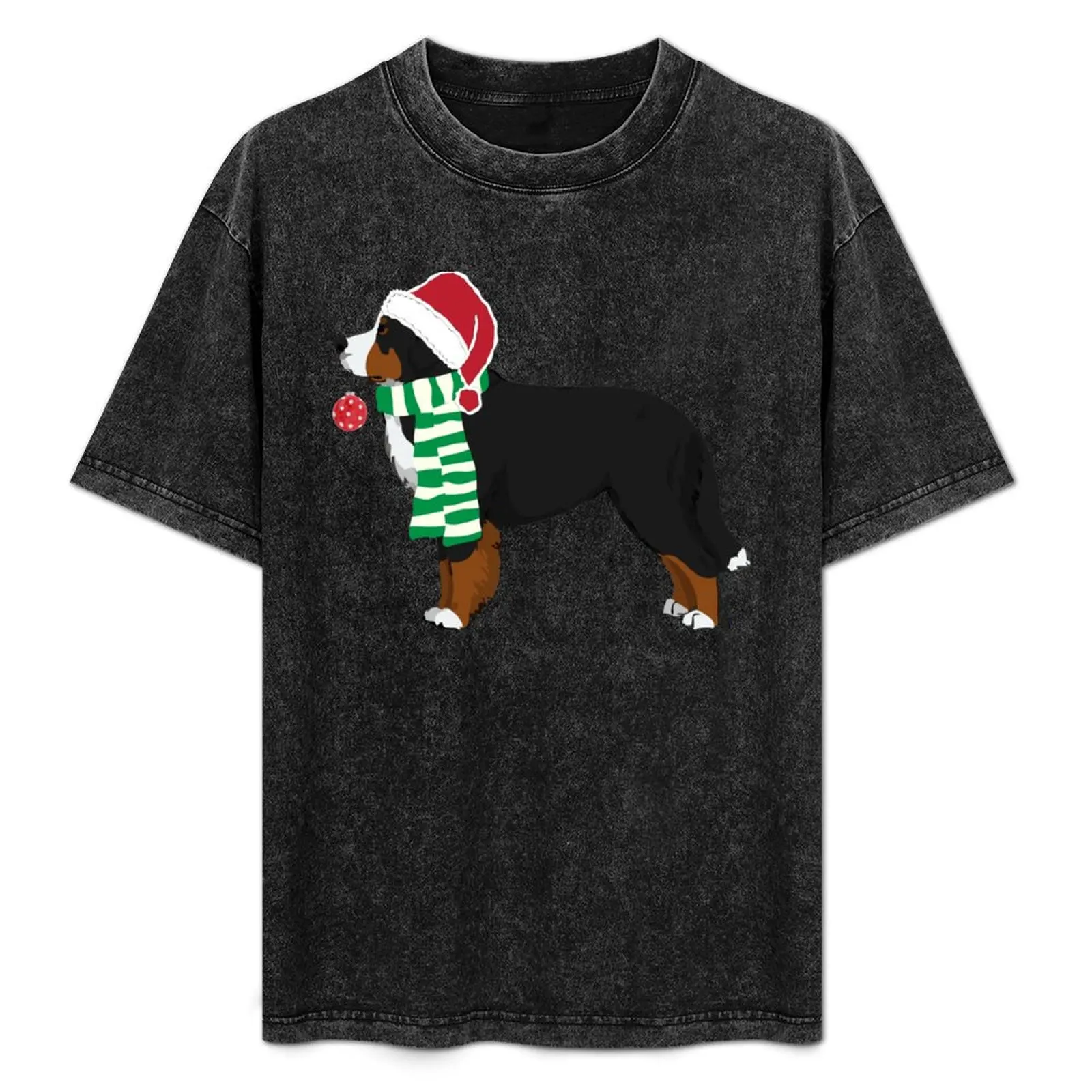 

Bernese Mountain Dog - Holiday Christmas Dog T-Shirt Work Short Sleeve Cotton Top