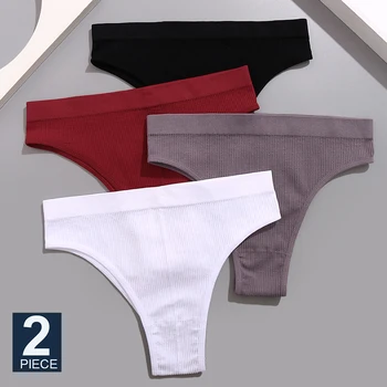 FINETOO 2 Pçs/set Sem Costura Mulheres Pantys Cuecas de Cintura Alta Cor Sólida Calcinha Brasileira Meninas Cuecas Sexy Para Mulheres Lingerie