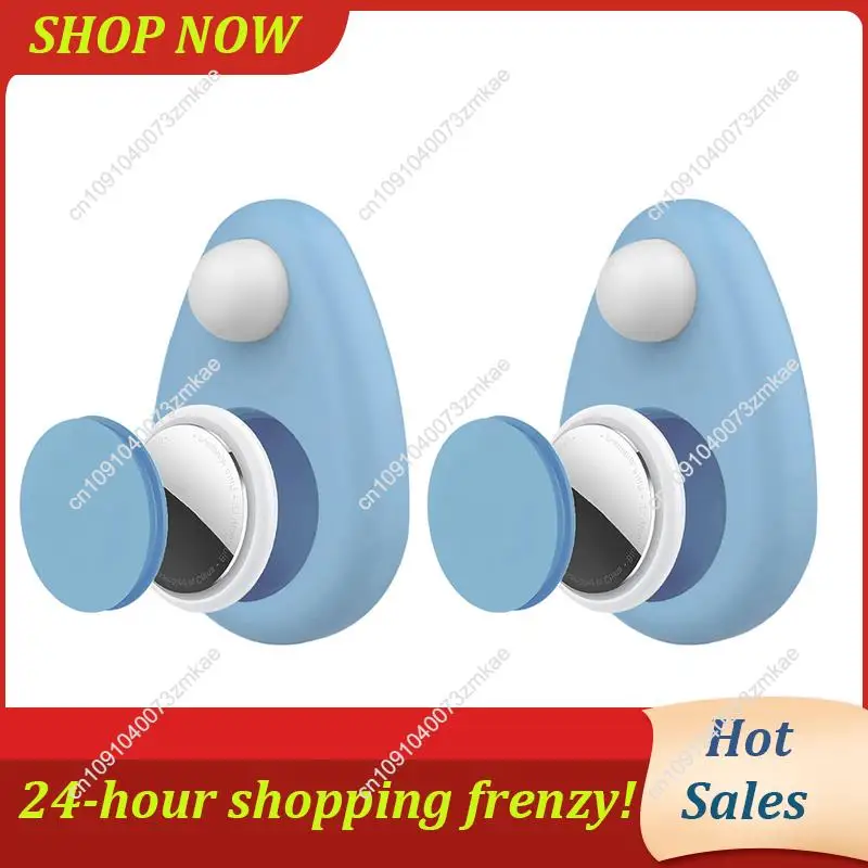 Venta diaria 2X soporte impermeable de silicona para niños para Airtag GPS Tracker Case con pasador de seguridad azul