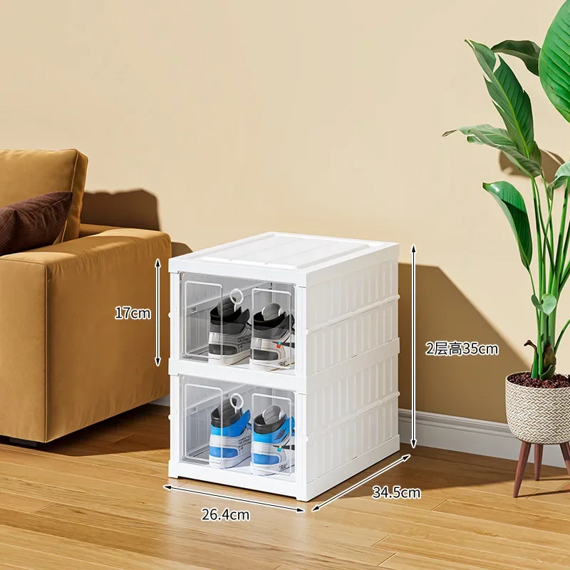 Folding Shoes Rack Multi-Layer Space Saving Doorway Shoe Cabinet Storage Plastic Balcony Installation Free Foldable Simple Box