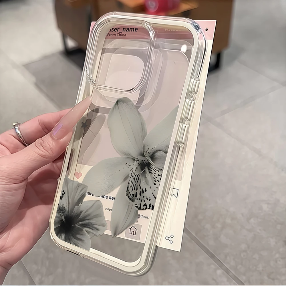 Wabi-Sabi-Stil Blumen-Handyhülle für iPhone 16 14 15 Plus 13 14 15 17 16 12 11 ProMax 16 15 Pro 17 Air Transparente Weiche Hülle – Detail 5