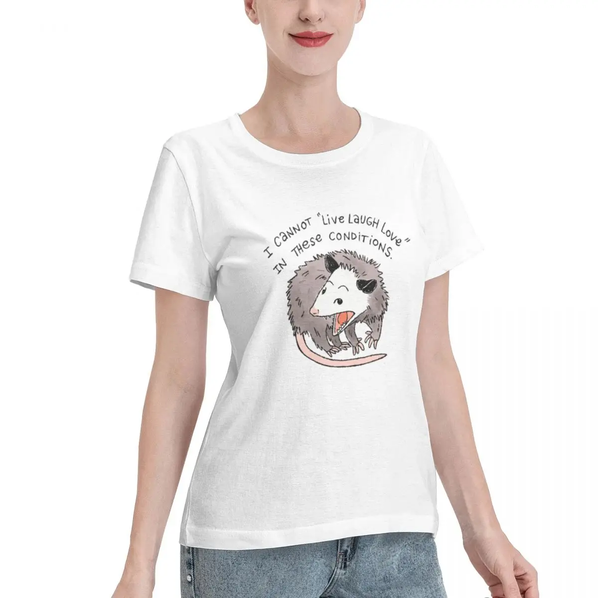 Washable Opossum Live Laugh Love Women's T-shirt Urban Fashion Plus Size Women Tee
