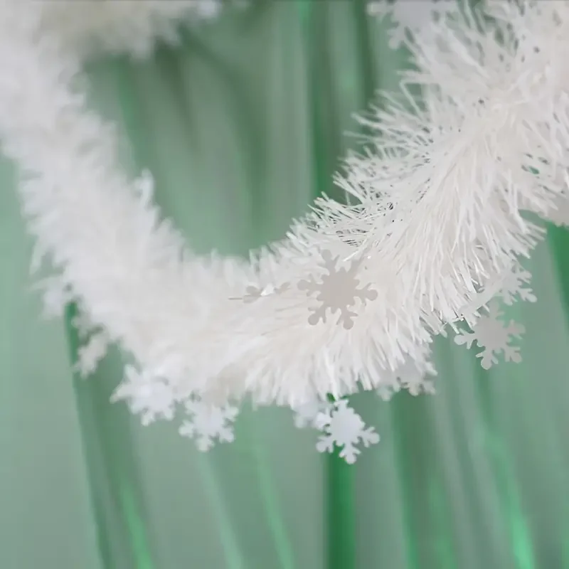 Natal branco cana fitas com flocos de neve diy guirlanda enfeites de árvore de natal grinalda branca pendurado pendente decoração para casa