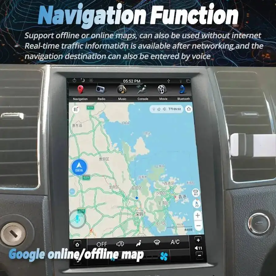 12.8'' Multimedia Video Player Carplay Auto Vertical Screen Android 15 For Ford Taurus 2010-2019 Car Radio GPS Carplay Head Unit