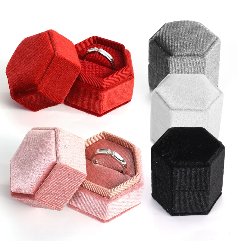 

Hexagonal Corduroy Ring Box Holder Jewelry Organizer Necklace Earrings Jewelry Storage Bearer for Ceremony Girls Proposals