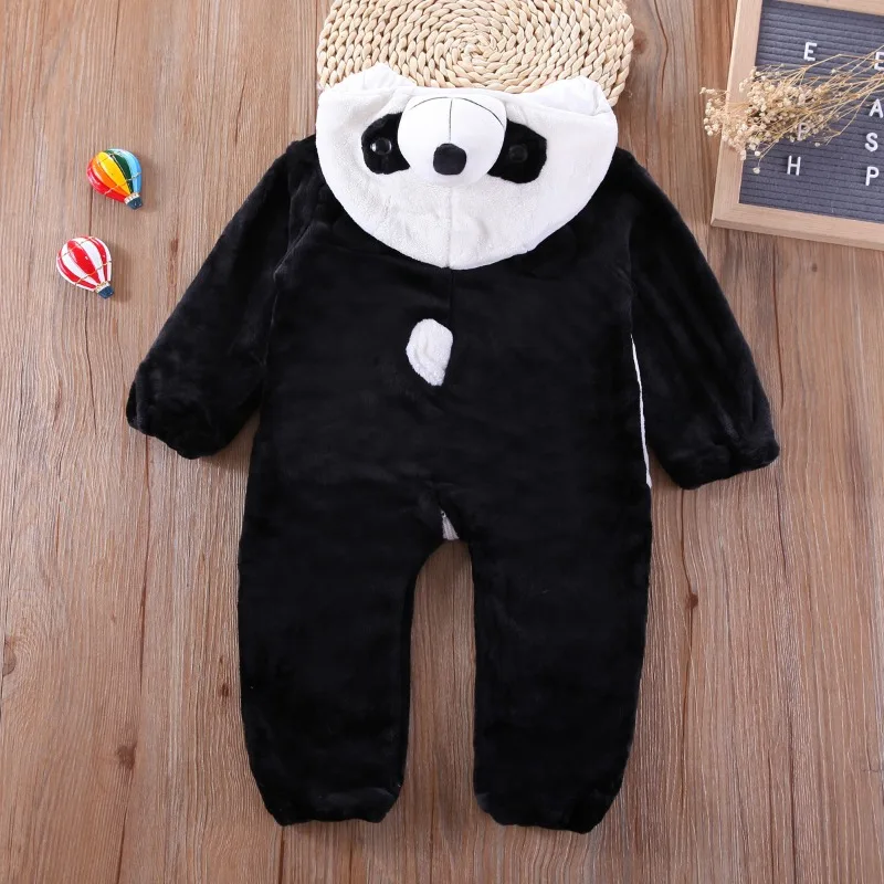 Panda Animal Clothing Newborn Flannel Clothing Autumn and Winter Baby Climbing Clothes All in One Suit