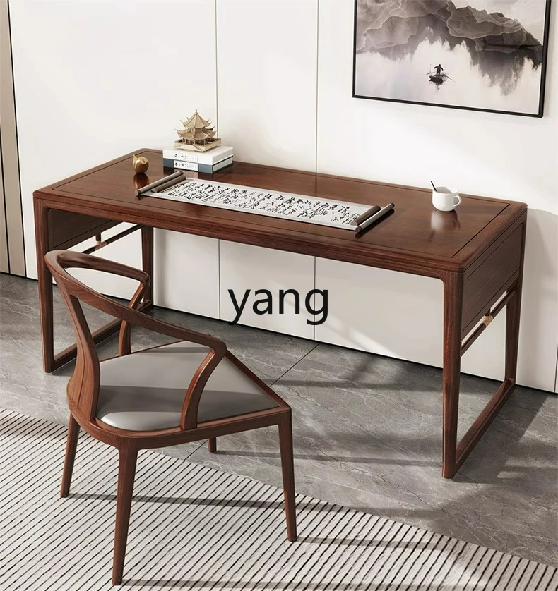 LTT New Chinese Style Solid Wood Desk Modern Chinese Style Home Office Desk Study Calligraphy and Painting Desk