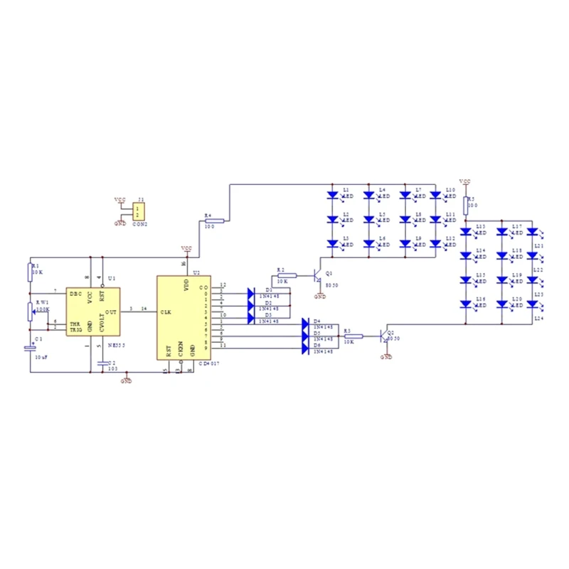 Electronic Flashing Lights Soldering Practice Board LED NE555 CD4017 IC LED Electronic Lights Kits  Blue Dual-Color