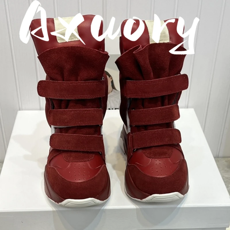 2023 New Women Boots Elevated Design Solid Color Extra Large Size 41 Genuine Leather Winter Style