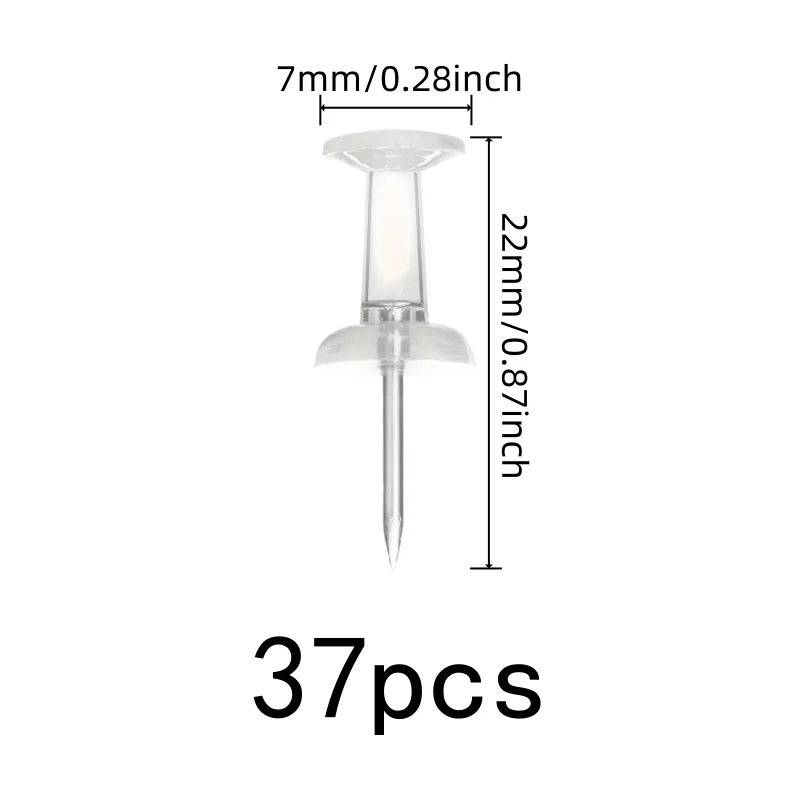 Easy Push Sharp Pin Transparent Push Pins 37 pcs, perfect for DIY Wall Decoration, Non-Damage Wall Safe