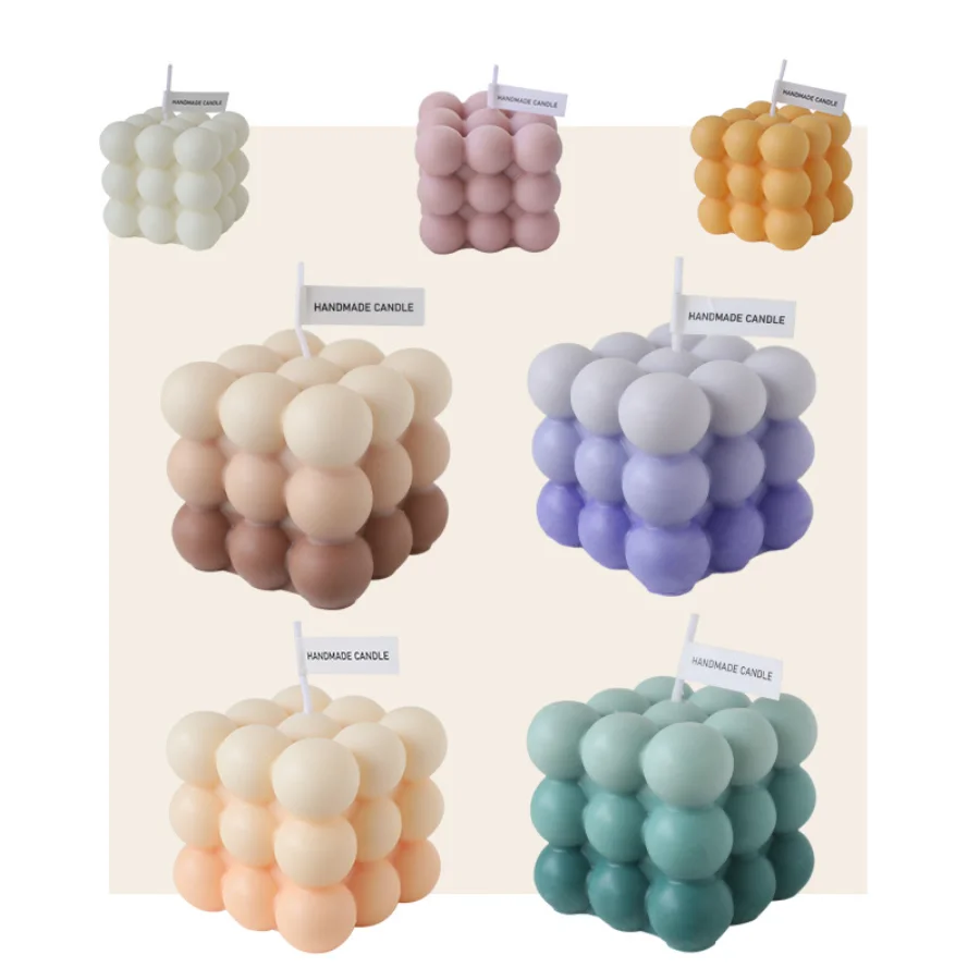 1pc 150g Magic Cube Shaped Candle Creative Handcrafted Macaron Scented Candle Lovely Bubble Cube Candle Home Decor