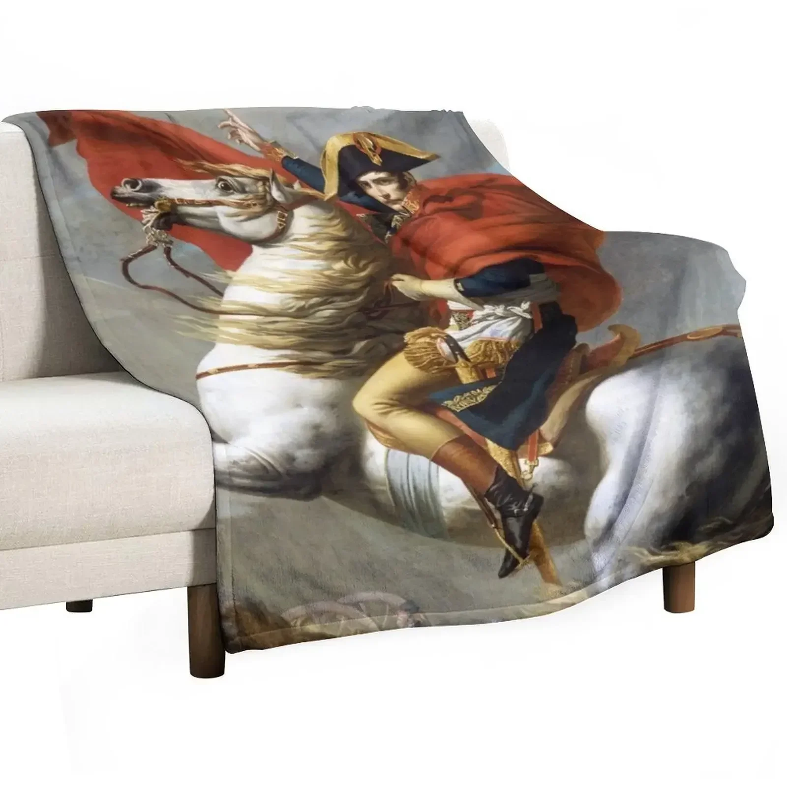 

Napoleon Crossing the Alps Painting Restored Throw Blanket valentine gift ideas blankets ands Flannel Blankets