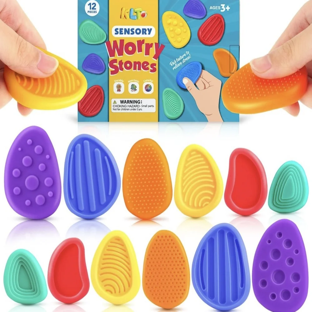 3 pçs/24 pçs conjunto brinquedos fidget adultos sensorial silicone pedra texturizada para autismo crianças calmante brinquedos de alívio do estresse