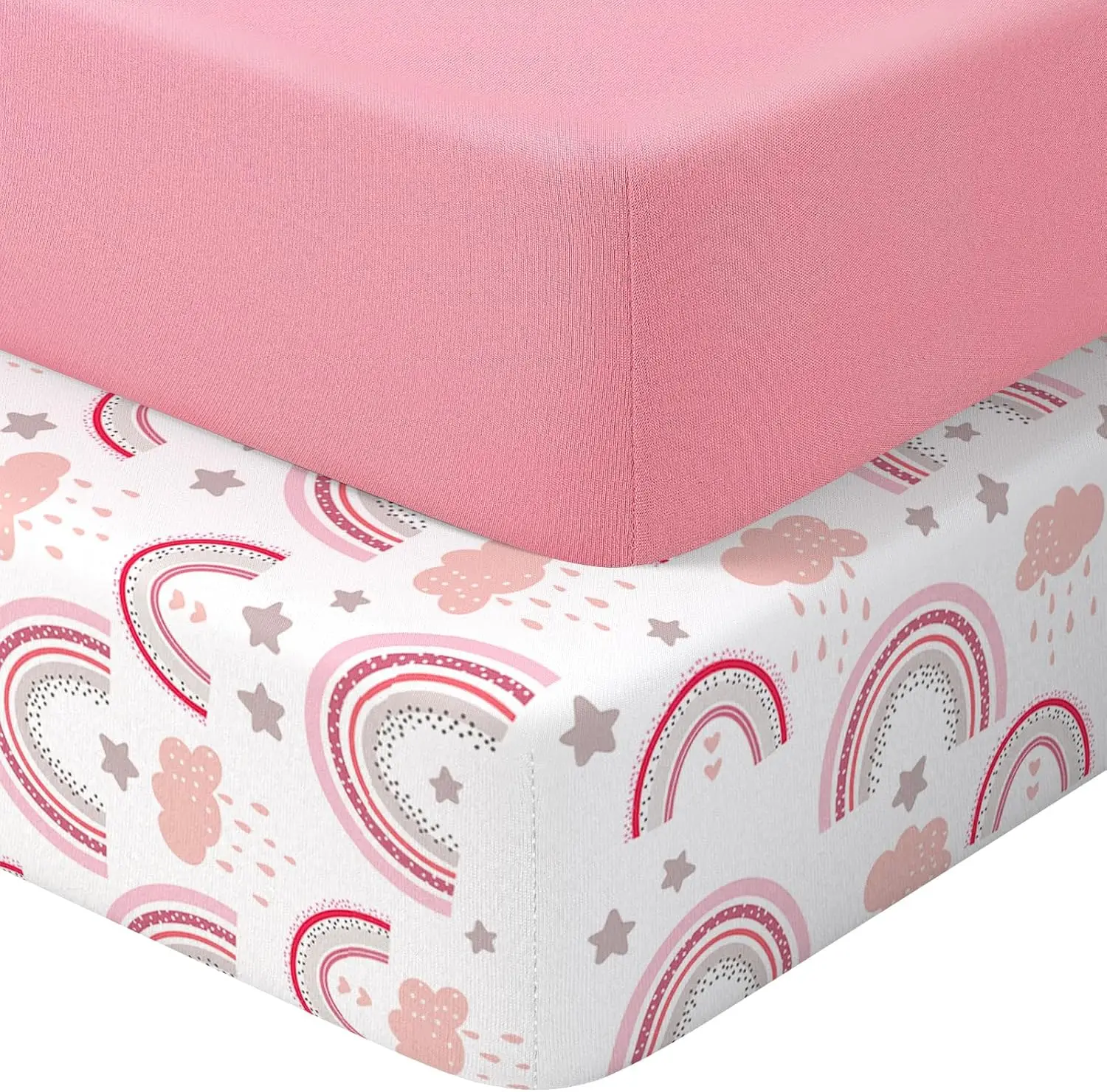 

Baby Crib Sheets 2 Pack for Boys and Girls Fit for Standard Crib Toddler Mattress Breathable Soft Microfiber Baby Sheet 28x52x8i