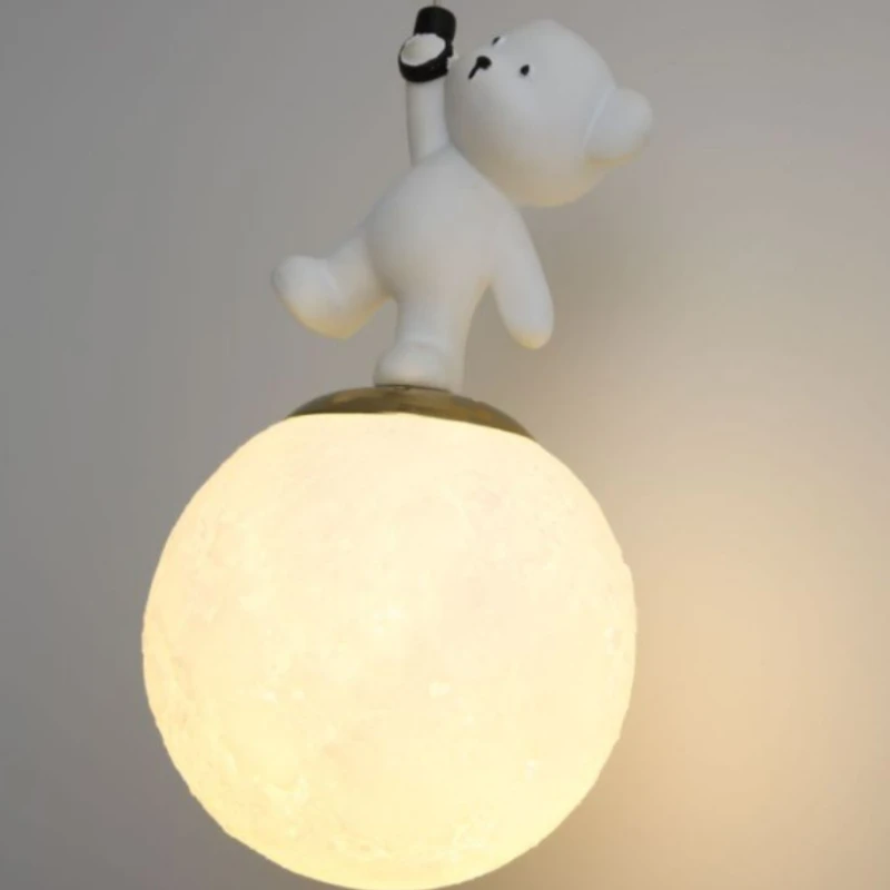 Modern Bedside Chandelier Lovely Bear Boy Girl Room Decorative Light Nordic Creative Restaurant Aisle Balcony LED Lamps