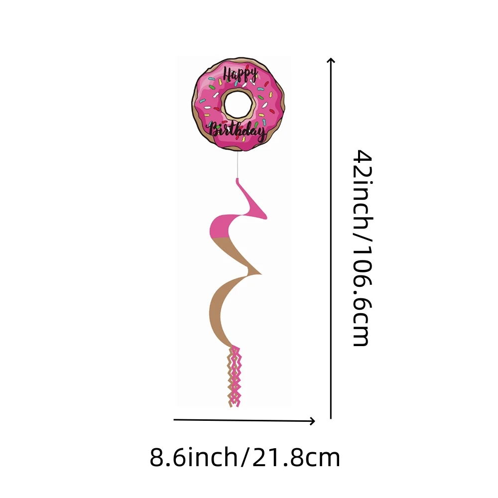 1 pcs, Happy Birthday Party Outdoor Hamburger Donut Rainbow Windsock, Fun Party Celebration Garden Wind spinner Decoration view 5