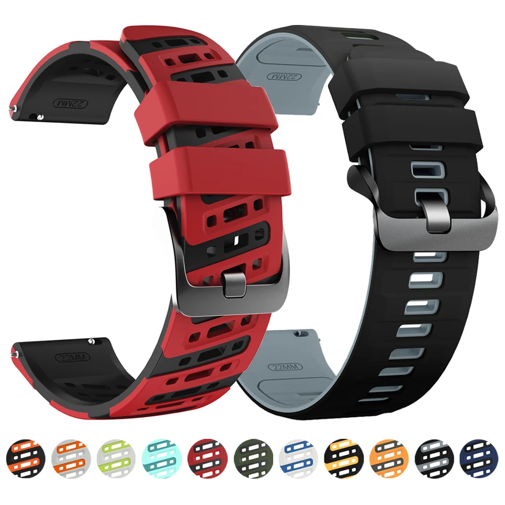 Bracelet de sport en silicone de 22 mm pour Huami Amazfit BALANCE 2/Active Max 48 mm/GTR 4 3 2/GTR 47 mm/Bip 6 5 UNITY, bracelet de remplacement