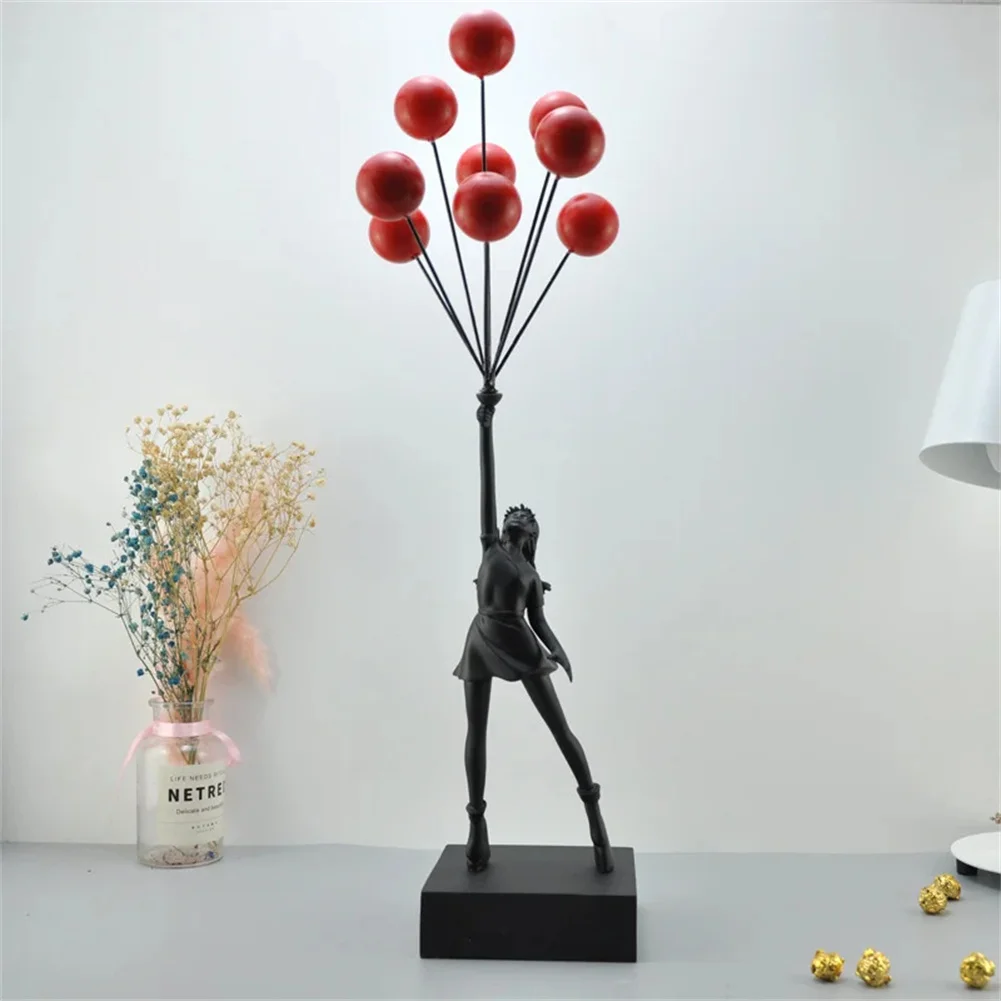 Imagem -04 - Modern Banksy Flying Balloon Estátua Girl Art Escultura Artesanato Moderno Nórdico Ornamentos Decorações da Sala Home Decor