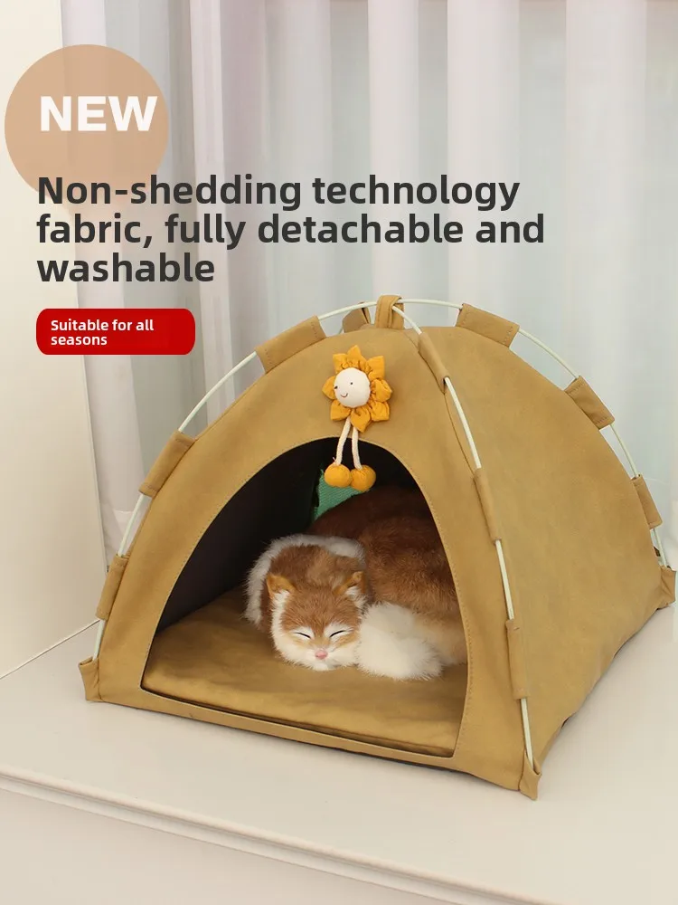 

Всесезонная теплая палатка-домик для собак, уютная лежанка для маленьких собак с стеганым чехлом, съемный дизайн, домик-пещера для питомцев