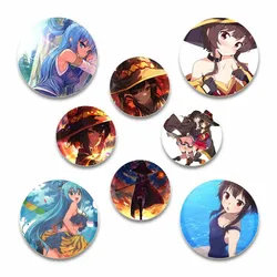 32/44/58mm Anime Figures Konosuba Pins Tinplate Badge DIY Cartoon Brooch Pin for Fans Collection Gifts Clothes Decoration