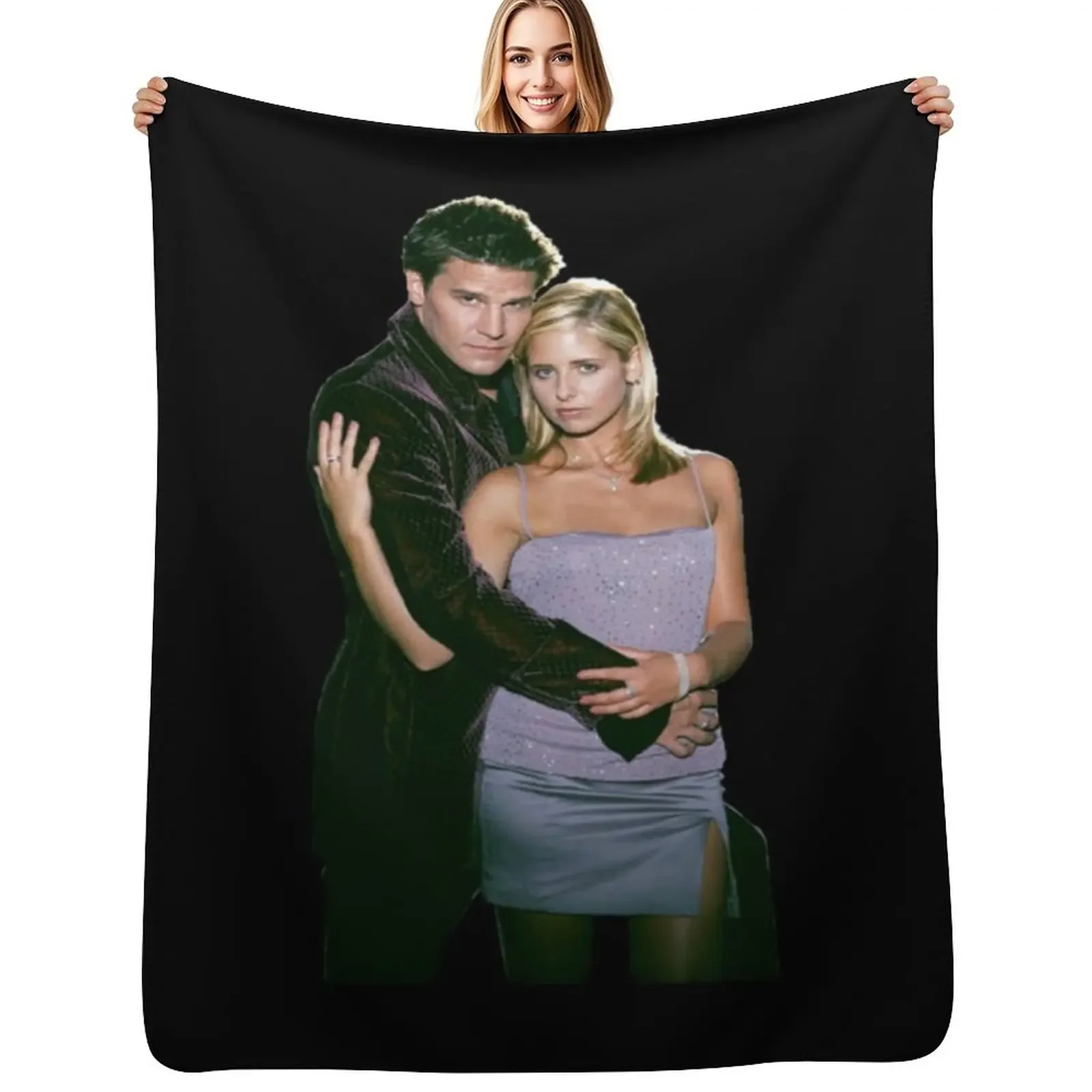 

BUFFY-ANGEL Throw Blanket warm winter Flannel Soft Plaid Blanket