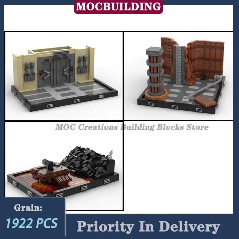 

MOC Space Movie Stereoscopic Model Set Hangar Scene Duel Building Blocks Collection Toys Gifts