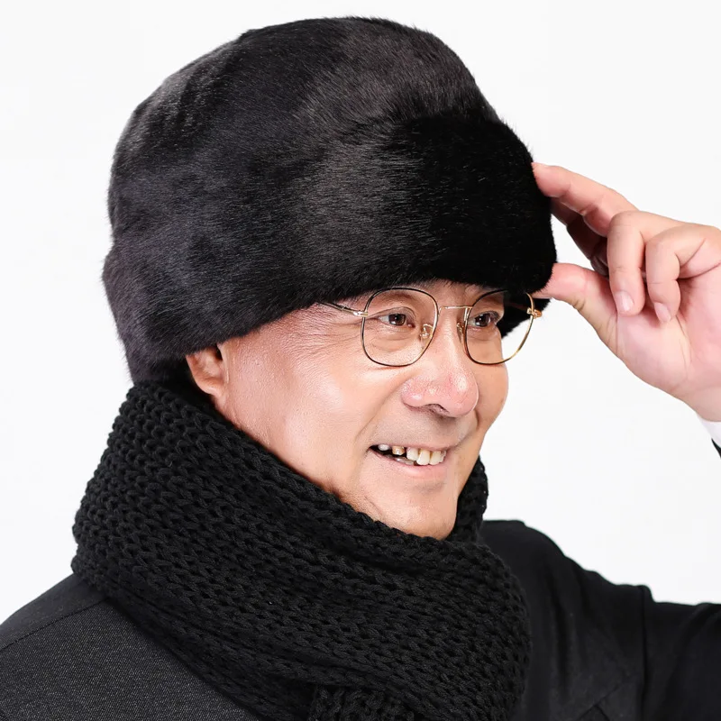 New Winter middle-aged And Elderly Cold Cap men's Imitation Sable Old Man Hat Outdoor Travel Warm Cap Winter Caps Hot