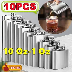 New 10/1PC 1-10oz Stainless Steel Hip Flask Wine Whisky Pot Bottle For Men Portable Drinker Alcohol Container Pocket Wine Bottle