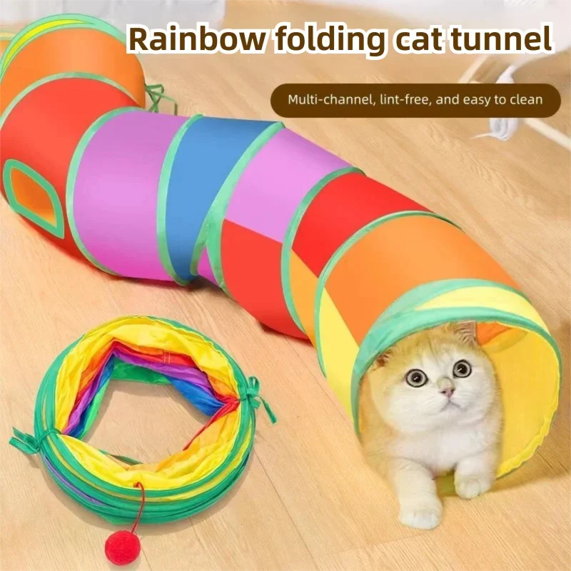 

Rainbow Through Cat Tunnel Foldable Cat Tunnel New Pet Supplies Cat Toys Self Entertaining Toys for Cats Durable Play