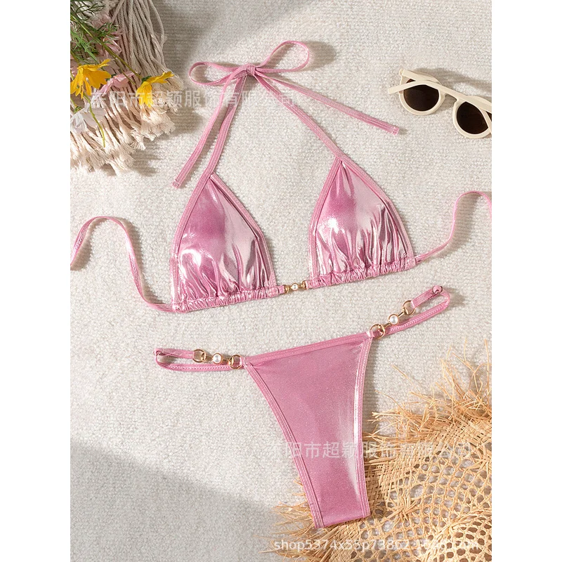 

New Sexy Glossy Pearl Thong Bikini Swimsuitbikini