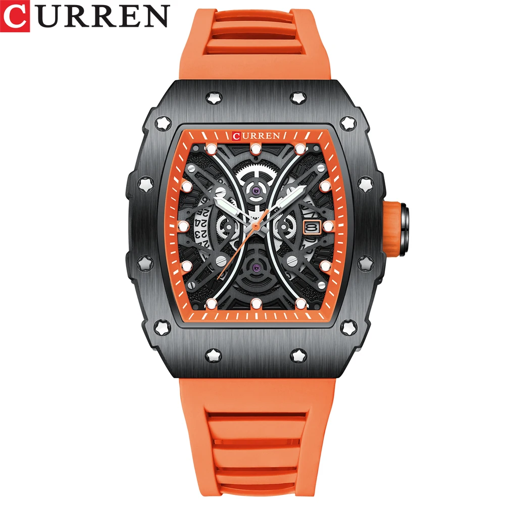 CURREN8438 Youth Cool Watches Waterproof Silicone Strap Luminous Date Top Brand Quartz Watch For Men