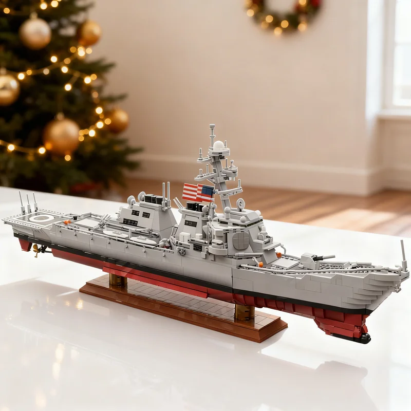 

2808 деталей MOC: Конструктор-модель эсминца класса Arleigh Burke Flight Creator Expert. Креативный подарок для самостоятельной сборки и декора.