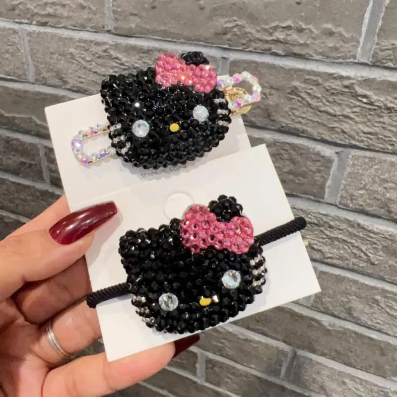 

Sanrio Hello Kitty мультфильм персонализированная заколка для волос с черным бриллиантом зажим в виде утконоса веревка для волос и повязка на голову набор аксессуаров для волос головные уборы