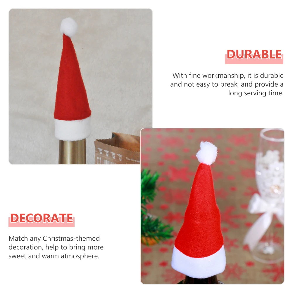 25개 미니 크리스마스 모자 은식기 홀더 와인 병 장식 휴일 파티 용품 축제 테이블 장식품 주방 바 도구