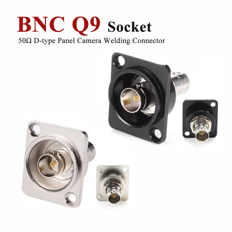Gold-plated BNC Docking/Soldering Connector BNC Q9 Female Socket 50Ω D-type Panel Camera Welding SDI Video Calbe Coaxial Socket