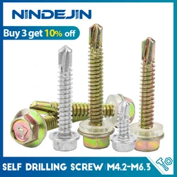 Hex Washer Head Self Drilling Tapping Screw Stainless Steel/Color Zinc M4.2 M4.8 M5.5 M6.3 Hardiflex Screws for Sheet Metal