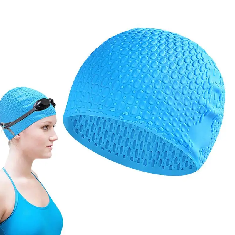 Silicone Swim Cap, Comfortable Bathing Cap Ideal for Curly Short Medium Long Hair, Swimming Cap for Women and Men