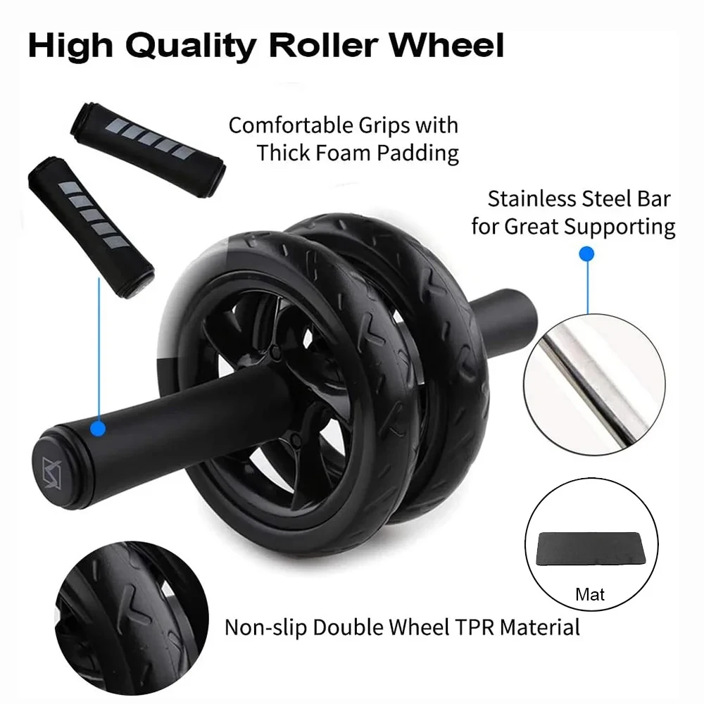 AB Roller Wheel per AB Roller Workout Equipment AB Roller con ginocchiera AB Roller Wheel con bande di resistenza AB Roller Workout