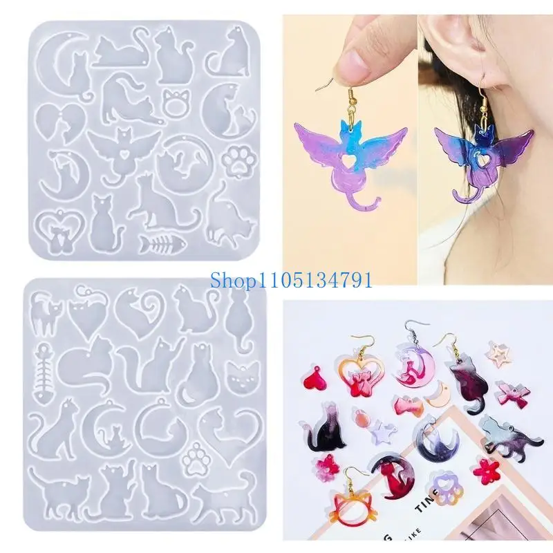 98 كجم قالب قلادة من السيليكون صياغة قوالب القطط شكل أقراط قوالب دلاية مجوهرات قوالب مثالية لصنع قلادة يدوية #4