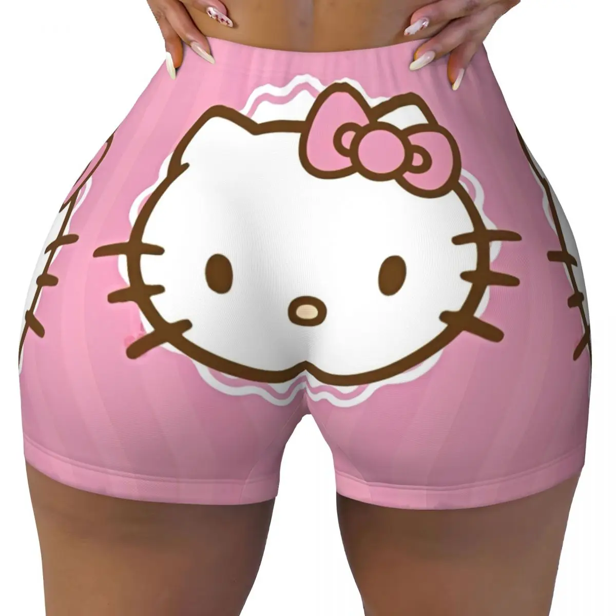 Women's Yoga Shorts Cute Hello Kitty Anime Quick Dried Shorts Volleyball Biker Gym Leggings