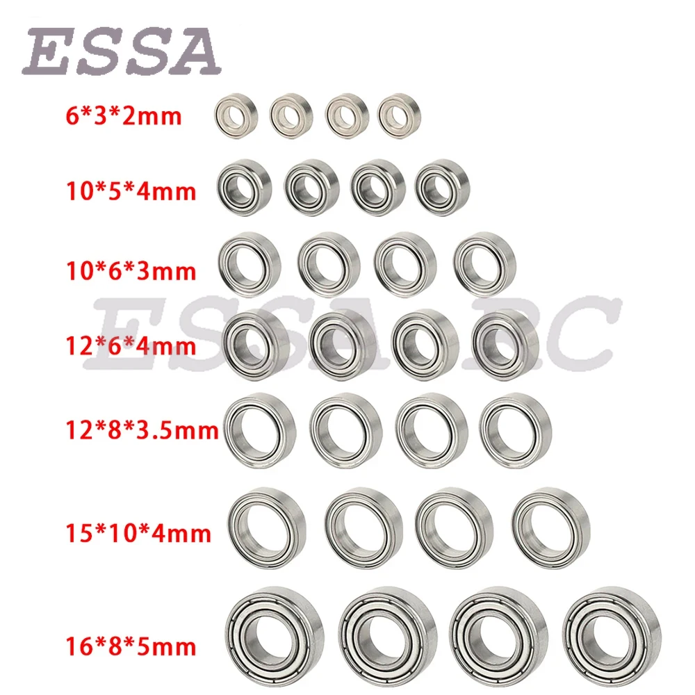 

4pcs/lot RC Car Chrome Steel Sealed Bearing Kit 6x3x2 3x6x2 10x5x4 5x10x4 10x6x3 6x10x3 12x6x4 12x8x3.5 15x10x4 16x8x5 8x16x5 mm