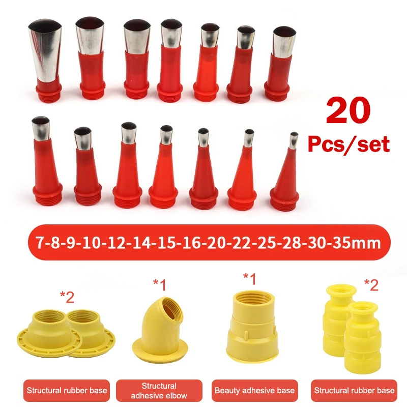 20Pcs Stainless Steel Caulk Nozzle Applicator Caulking Finisher Glue Sealant Finishing Tool Kitchen Bathroom Sink Joint