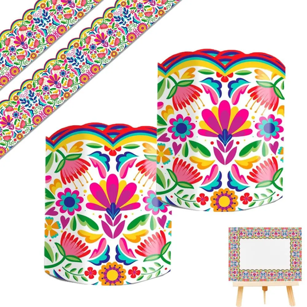 Mexican Flowers Border Decorative Sticker Self Adhesive DIY Black Board Decorative Stickers Decorative Stickers