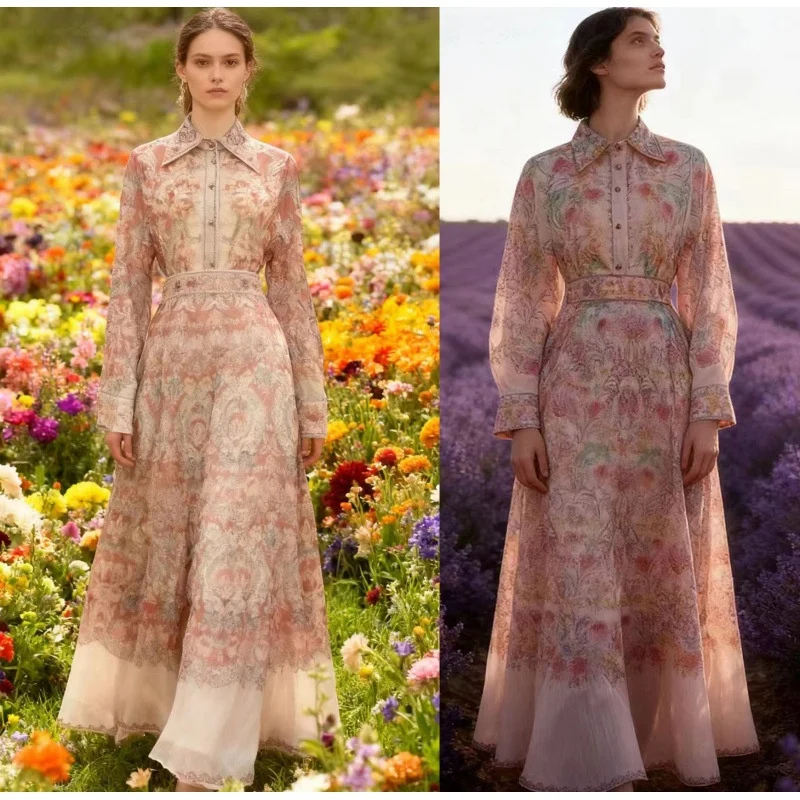 Taille haute imprimé Dr avec col montant t-shirt ensemble jupe longue velours matériel neutre ouleur printemps Collection