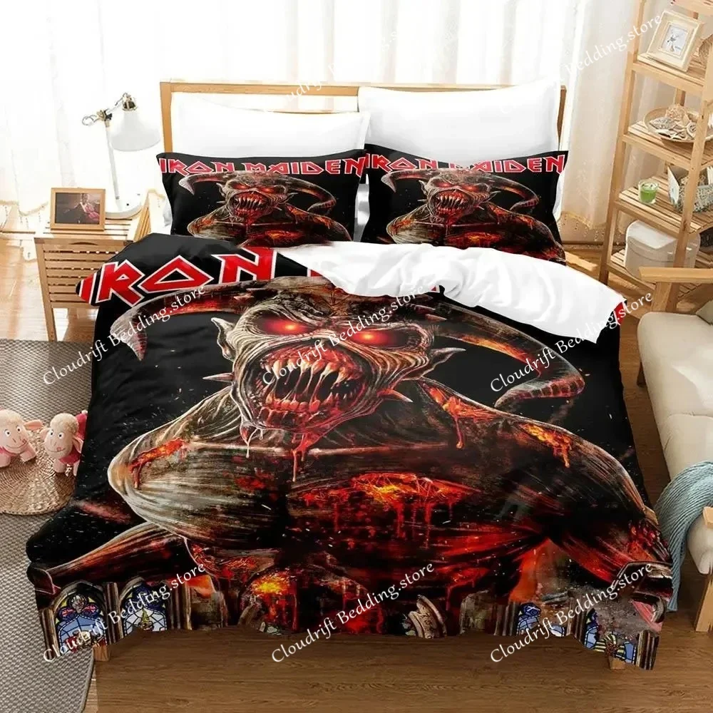 Hip Hop Heavy Metal Maiden, Cartoon Anime Duvet Cover Sets for Adult Boy Bedroom, Luxury Printed Bedding Set