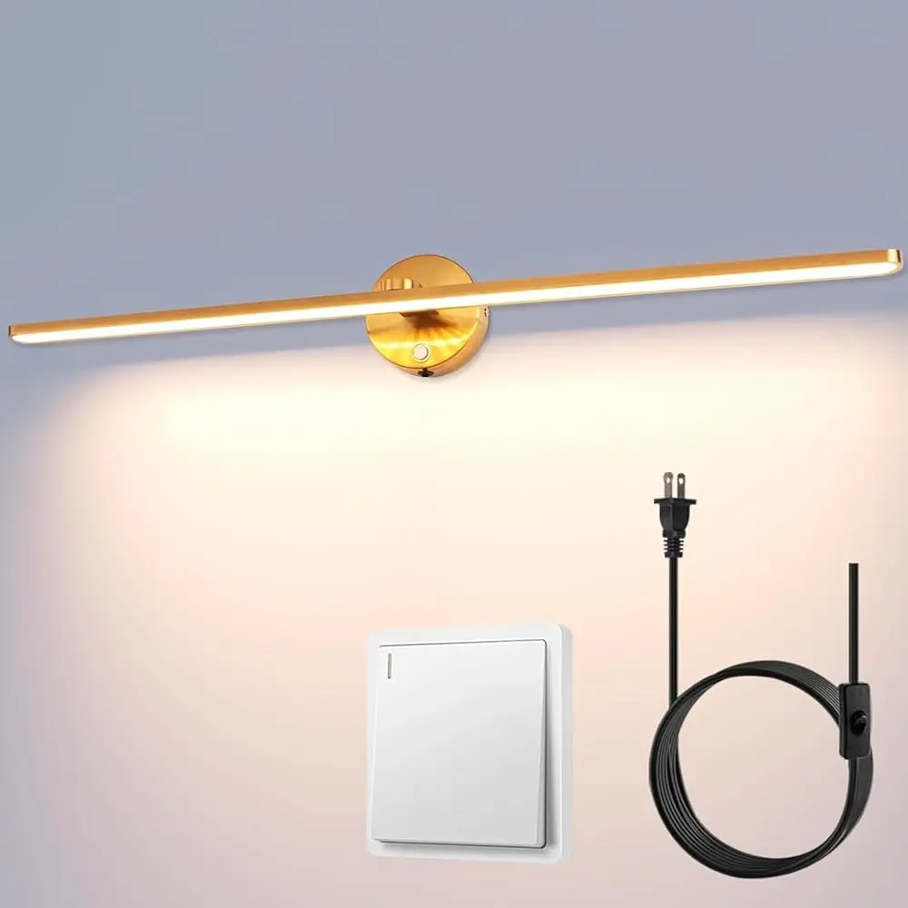 

Bathroom Vanity Light 31.5"" Led Bathroom Lighting Fixtures Over Mirror Dimmable 18W 1500+Lm Gold Bath Wall Sconce Lamp For