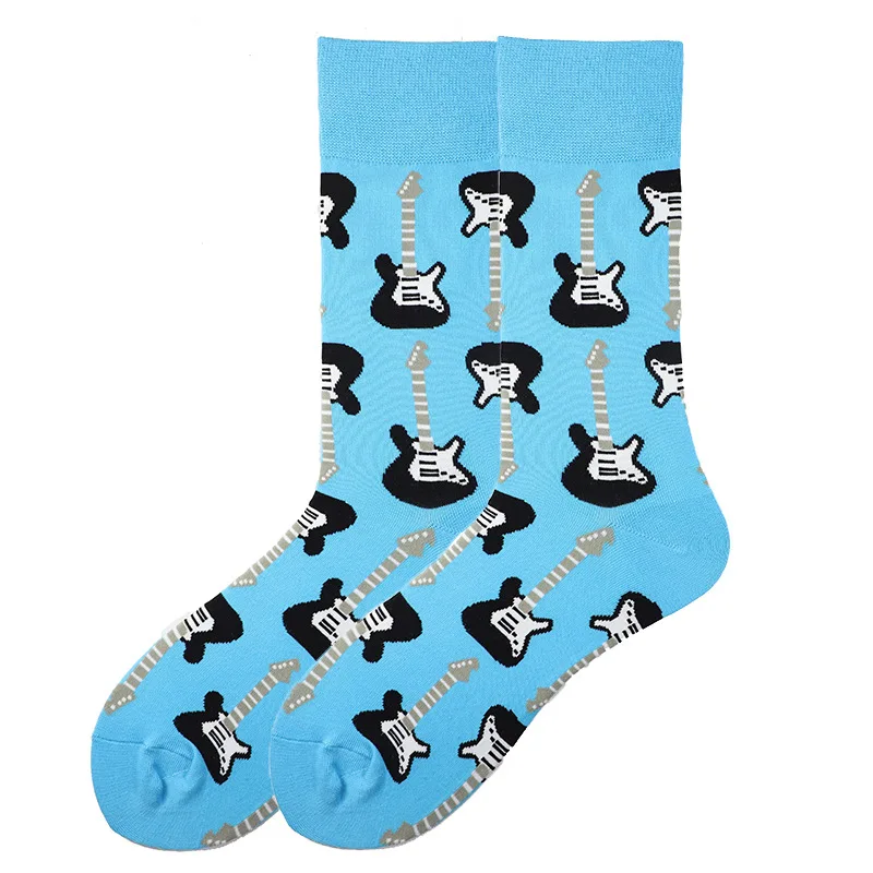 1 Paar Mode lässig Männer Socken Harajuku Gitarre Musik Draht bunte Skateboard Persönlichkeit Hip Hop Print lustige Straßen socken