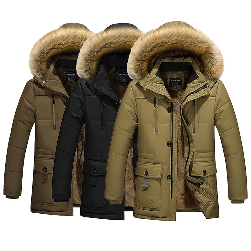 

Winter New Men's Cotton Jacket Thickened Warm Hooded Solid Colour Bakery Clothes Windproof Long-Sleeved Men's Clothing