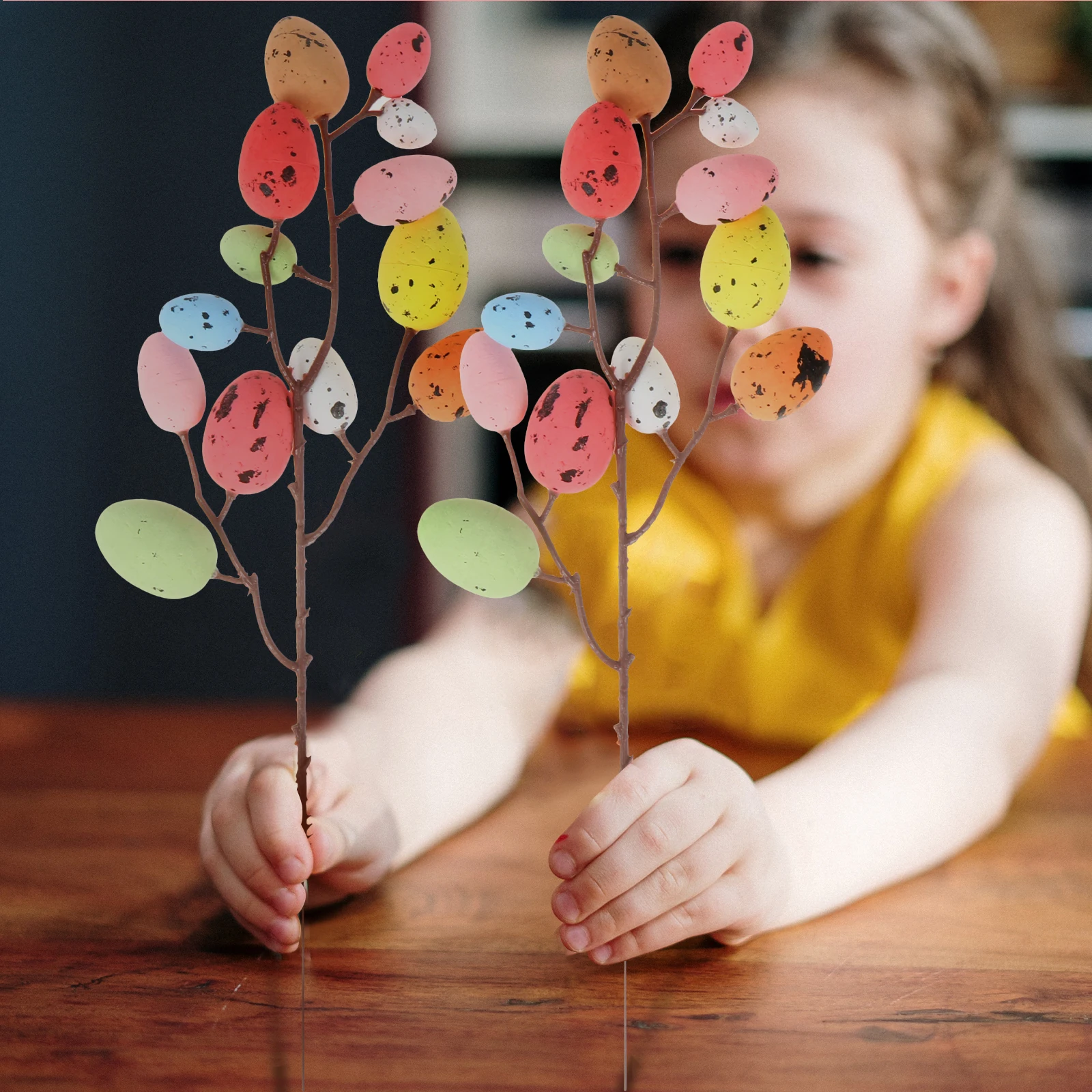 

6 Pcs Festival Adornment Spotted Egg Branches Easter Egg Tree Branches Speckled DIY Crafts Decoration Festival Props